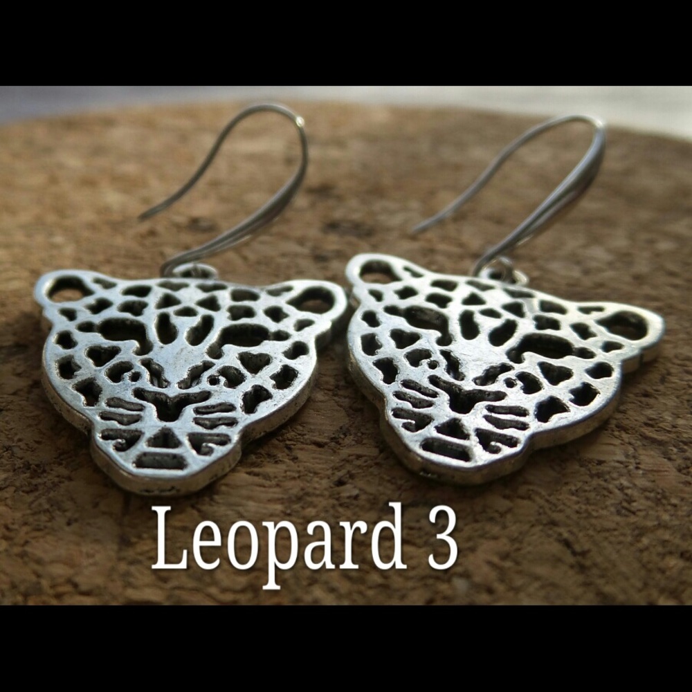 Leopard Earrings with Pinch Bail Post